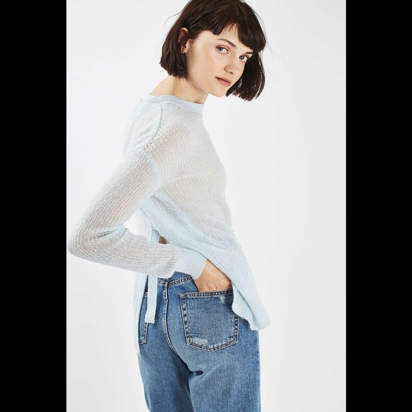 TOPSHOP Blue Open Back D-ring Sweater‎ - Picture 1 of 9